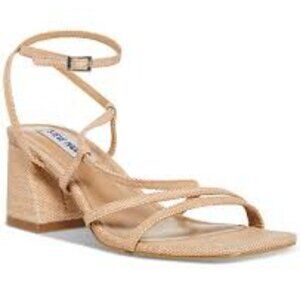 Steve Madden Alyce Strappy Block Heel Sandals Nude Size 6M NWOB